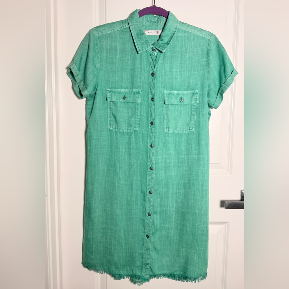 Billy T Mint Green Button-Front Short Sleeve‎ Dress Shirt